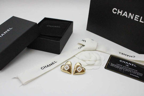 CH Heart-Shaped Gold Plated Earrings
