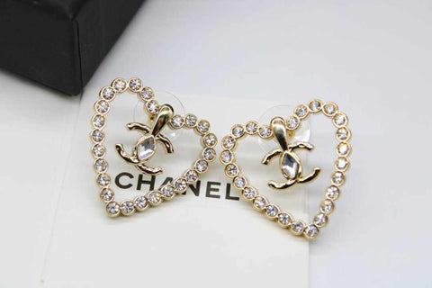 CH - CC Gold Heart Crystal Earrings