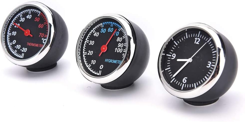Mini Stick On Clock Hygrometer Clock & Thermometer for Car