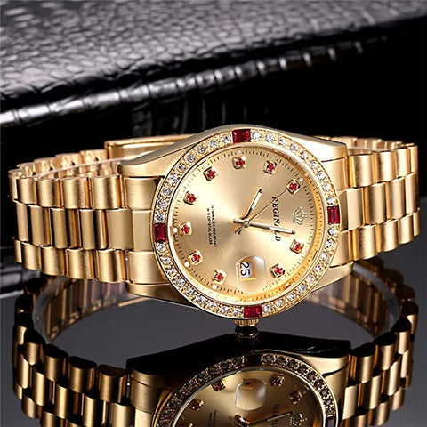 Sapphire Full Gold Stainless Steel Quartz Dial Watches - Saadstore