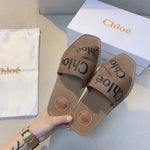 𝐂 Canvas Logo Ribbon  Flat Sandals  ch2 - Saadstore