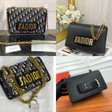 𝐃 Black Leather J’adior Flap Chain Bag