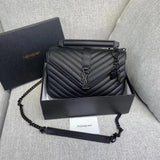 𝐒𝐍𝐓 𝐋𝐀𝐑𝐍𝐓 Saint Paris Black Matelasse Leather Large College Cassandre Flap Bag