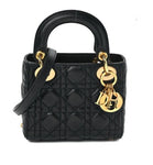 Lambskin Cannage Mini Lady Black Bag