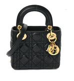 Lambskin Cannage Mini Lady Black Bag