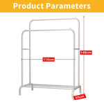 Metal Multipurpose Garment Rack Heavy Duty Cloth Rail with 2 Bottom Shelf Coat Jacket Hanging Hanger Shoe Stand ''WHITE & BLACK