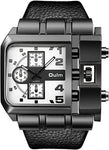 Men Wristwatch Wide Dial Leather Strap