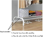 Metal Multipurpose Garment Rack Heavy Duty Cloth Rail with 2 Bottom Shelf Coat Jacket Hanging Hanger Shoe Stand ''WHITE & BLACK