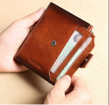 Men's Genuine Leather Wallet RFID Blocking Wallet - Saadstore