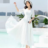 Office lady short-sleeved dress fashion elegant empire V-neck slim  women's clothing - Saadstore