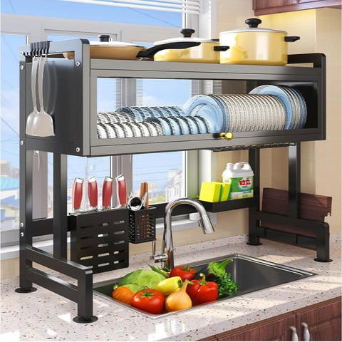 Dish Drainer Rack over Sink,Over the Sink Dish Drying Rack Adjustable，for Quick and Efficient Drying (81*83*28)