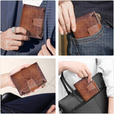 Men's Genuine Leather Wallet RFID Blocking Wallet - Saadstore
