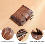 Men's Genuine Leather Wallet RFID Blocking Wallet - Saadstore