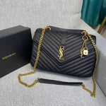 𝐒𝐍𝐓 𝐋𝐀𝐑𝐍𝐓 Saint Paris Black Matelasse Leather Large College Cassandre Flap Bag