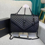 𝐒𝐍𝐓 𝐋𝐀𝐑𝐍𝐓 Saint Paris Black Matelasse Leather Large College Cassandre Flap Bag