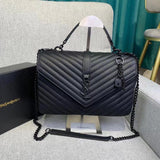 𝐒𝐍𝐓 𝐋𝐀𝐑𝐍𝐓 Saint Paris Black Matelasse Leather Large College Cassandre Flap Bag