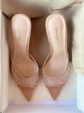 Gianvito Rossi High Heel Crystal Slippers For Women