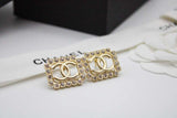 CH Gold Plated Square Pierced Earrings