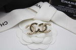CH Pale Gold Tone Crystal CC Stud Earrings
