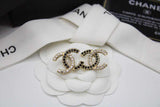 CH Pale Gold Tone Crystal CC Stud Earrings