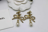 CH - CC Faux Pearl Gold Tone Metal Brooch Earrings