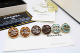 CH Round CC Logo Button Earrings