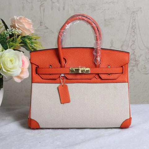 𝐇 Birkin Two Tone Clemence Togo Leather Gold Finish Bag