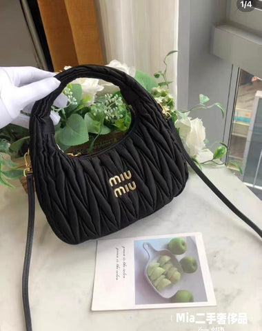 Mini Wander Bag in Matelassé Suede By Miu Miu