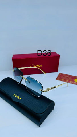 Square & Rectangle Leopard Sunglasses By Cartier