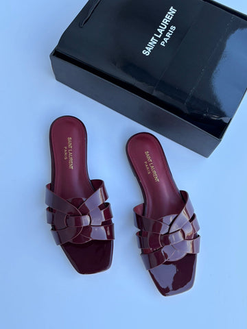 Patent Leather Flat Slippers By YSL