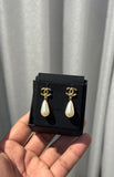 Ch CC Pearl Teardrop Earrings