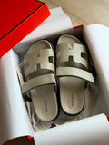 H Sandals In Plain Leather