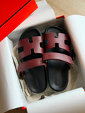 H Sandals In Plain Leather