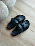 H Sandals In Plain Leather