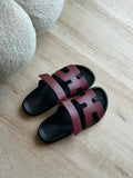H Sandals In Plain Leather