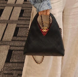 CH v-Cut Quilted hobo Top Handle Bag