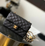 CH Quilted Caviar leather Mini Flap Bag 22cm