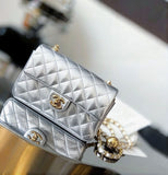 CH Quilted Caviar leather Mini Flap Bag 22cm