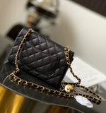CH Quilted Caviar leather Mini Flap Bag 22cm