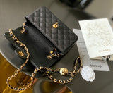CH Quilted Caviar leather Mini Flap Bag 22cm