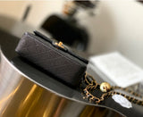CH Quilted Caviar leather Mini Flap Bag 22cm