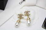 CH - CC Faux Pearl Gold Tone Metal Brooch Earrings