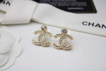 CH Pale Gold Tone Crystal CC Stud Earrings