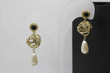 CH - CC Faux Pearl Gold Tone Metal Brooch Earrings