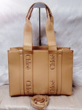 CHL Tan Calfskin Woody Leather Tote Bag