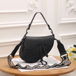 CD Calfskin Leather Saddle Bag With Strap 25cm