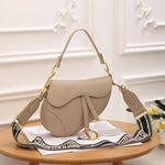 CD Calfskin Leather Saddle Bag With Strap 25cm