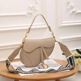 CD Calfskin Leather Saddle Bag With Strap 25cm