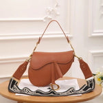 CD Calfskin Leather Saddle Bag With Strap 25cm