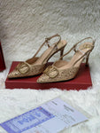 V Buckle Crystal Heels For Women
